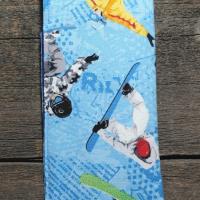 Snowboarder Print Eyeglass Sleeve, Snowboarder Gift, Glasses Pouch, Blue and Multi-color Sunglasses Case