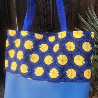 Golden State Warriors tote bag, handmade, throwback logo, vinyl bottom, one pocket, shopping market errand bag, GSW basketball