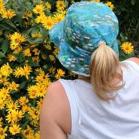 Watercolor Floral Bucket Hat, CANVAS, Reversible, Blue Flowers, Sizes up to 4XL, Cotton, Tropical Hat, Floppy Hat, adults or older children