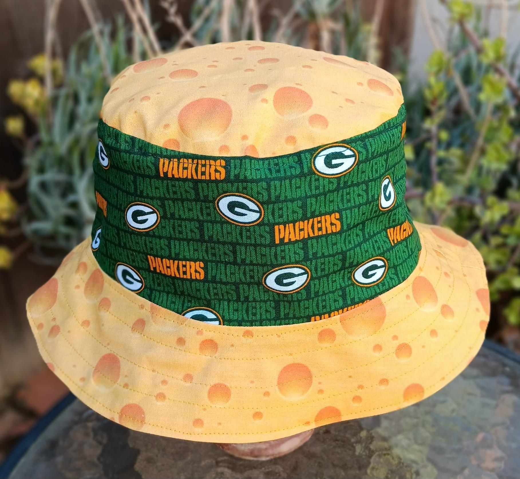 Milwaukee Brewers / Bucks / Badgers / Green Bay Packers Cheese Bucket Hat, Handmade, Reversible, Sizes up to 4XL, floppy hat, Wisconsin cheesehead, football, basketball, baseball