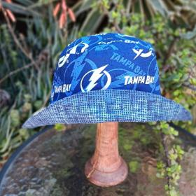 Tampa Bay Lightning Bucket Hat, Handmade, Reversible, Sizes up to 4XL, Cotton, fishing hat, ponytail sun hat, floppy hat, hockey