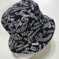 Garden Theme Bucket Hat, Black & White, Reversible Gardening Hat, Sizes up to 4XL, Cotton, Gift for Gardener, Farmers' Market Vegetables
