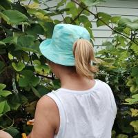 Aqua / White Reversible Watercolor Floral Bucket Hat, Sizes up to 4XL, Hat with Flowers, Sun Hat, Floppy Hat, Tropical Hat, Multicolor