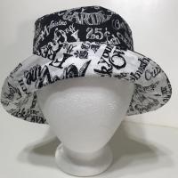 Garden Theme Bucket Hat, Black & White, Reversible Gardening Hat, Sizes up to 4XL, Cotton, Gift for Gardener, Farmers' Market Vegetables