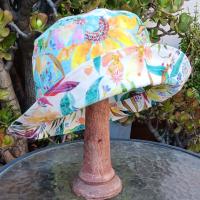 Aqua / White Reversible Watercolor Floral Bucket Hat, Sizes up to 4XL, Hat with Flowers, Sun Hat, Floppy Hat, Tropical Hat, Multicolor