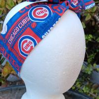 3” Wide Chicago Cubs Headband, hair wrap, pin up, hair tie, head wrap, scarf, retro style, rockabilly, top knot, handmade