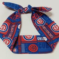3” Wide Chicago Cubs Headband, hair wrap, pin up, hair tie, head wrap, scarf, retro style, rockabilly, top knot, handmade