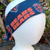 Handmade Chicago Bears headband, 3" wide, self tie, hair tie, pin up style, scarf, bandana