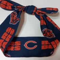 Handmade Chicago Bears headband, 3" wide, self tie, hair tie, pin up style, scarf, bandana