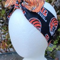 3” Wide Cincinnati Bengals & Tiger Stripe headband, hair wrap, head wrap, hair tie, pin up style, rockabilly, handmade