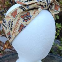3” Wide Western Michigan University headband, hair wrap, hair tie, head wrap, pin up style, retro, rockabilly, WMU Broncos scarf, handmade