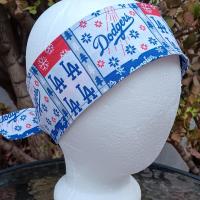 3” Wide LA Dodgers headband,  handmade, self-tie, Christmas winter theme, hair tie, scarf, pin up style, hair wrap, retro style, rockabilly
