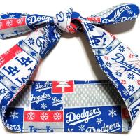 3” Wide LA Dodgers headband,  handmade, self-tie, Christmas winter theme, hair tie, scarf, pin up style, hair wrap, retro style, rockabilly