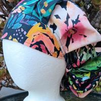 Bouffant Reversible Watercolor Floral scrub cap, adjustable, nurse, technician, doctor, food service, handmade