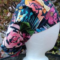 Bouffant Reversible Watercolor Floral scrub cap, adjustable, nurse, technician, doctor, food service, handmade