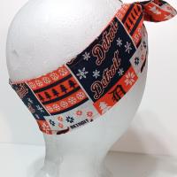 3” Wide Detroit Tigers headband, Christmas winter theme, handmade, self-tie, hair tie, head scarf, pin up style, hair wrap, retro style