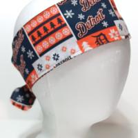 3” Wide Detroit Tigers headband, Christmas winter theme, handmade, self-tie, hair tie, head scarf, pin up style, hair wrap, retro style