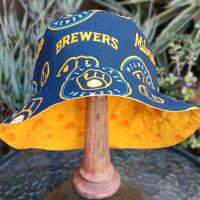 Milwaukee Brewers / Cheese Bucket Hat, Reversible, Sizes up to 4XL, Cheesehead, Wisconsin, handmade, fishing hat, ponytail hat, floppy hat, adults or older children