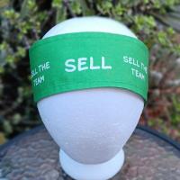 3” Wide SELL headband, self tie, kelly green, SELL THE TEAM, Oakland baseball, pin up style, scarf, bandana, hat band, handmade