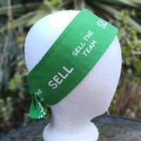 3” Wide SELL headband, self tie, kelly green, SELL THE TEAM, Oakland baseball, pin up style, scarf, bandana, hat band, handmade
