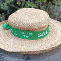 3” Wide SELL headband, self tie, kelly green, SELL THE TEAM, Oakland baseball, pin up style, scarf, bandana, hat band, handmade