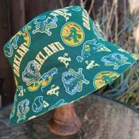 SELL the Team Bucket Hat, Yellow, Reversible to Swingin' A's, Unisex Sizes up to 4XL, Oakland A's, handmade from licensed fabric, floppy hat, sun hat, adults and older children