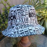 "B*TCH" Black and White Bucket Hat, Reversible to Black, Sizes up to 4XL, summer hat, sun hat, floppy hat, funny sassy gift for friend, bitch hat, adult gift