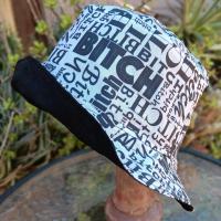 "B*TCH" Black and White Bucket Hat, Reversible to Black, Sizes up to 4XL, summer hat, sun hat, floppy hat, funny sassy gift for friend, bitch hat, adult gift