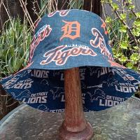 Detroit Lions / Tigers Bucket Hat, Reversible, Sizes up to 4XL, handmade, summer hat, fishing hat, sun hat, floppy hat, ponytail hat