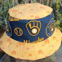 Milwaukee Brewers / Bucks / Badgers / Green Bay Packers Cheese Bucket Hat, Handmade, Reversible, Sizes up to 4XL, floppy hat, Wisconsin cheesehead