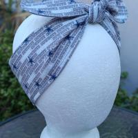 3” wide Dallas Cowboys Headband, handmade, self tie, pin up style, scarf, retro style, bandana, rockabilly style