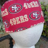 Toggle Cord Lock Reversible SF 49ers & Giants scrub cap, adjustable, for nurse, dentist, technician, food service, handmade