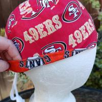 Toggle Cord Lock Reversible SF 49ers & Giants scrub cap, adjustable, for nurse, dentist, technician, food service, handmade