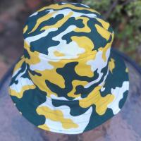 Camouflage Bucket Hat, Green, Yellow and White, Sizes up to 4XL, floppy hat, fishing hat, sun hat, beach hat, vacation hat, summer hat