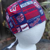 Toggle Cord Lock Reversible Washington Commanders / Nationals scrub cap, handmade, adjustable, for nurse, dentist, technician, food service