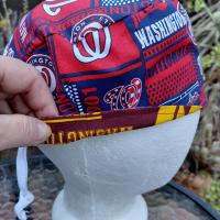 Toggle Cord Lock Reversible Washington Commanders / Nationals scrub cap, handmade, adjustable, for nurse, dentist, technician, food service