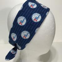3” wide Philadelphia 76ers headband, hair wrap, hair tie, pin up style, self tie, scarf, retro, rockabilly, handmade