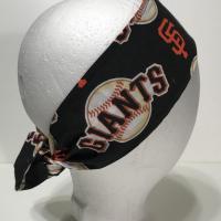 3” wide San Francisco Giants headband, handmade, hair wrap, hair tie, pin up style, self tie, scarf, retro style, rockabilly