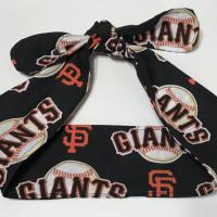 3” wide San Francisco Giants headband, handmade, hair wrap, hair tie, pin up style, self tie, scarf, retro style, rockabilly