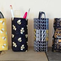 Bee Theme Upright Eyeglasses Holder, Reading Glasses Stand, Eyeglasses Cup, Weighted Fabric Eyeglasses Case, Bee Lover Gift, Handmade