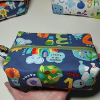 Boxy Zipper Pouch Cosmetic Bag, Colors & Numbers, Baby Shower Gift, Children's Print, Bilingual Gift Spanish and English