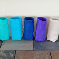 Solid Color Upright Eyeglasses Holder, Faux Burlap Look Glasses Stand, Glasses Holder, Weighted Stand-up Glasses Pouch, Fabric Glasses Case, Handmade