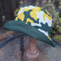 Camouflage Bucket Hat, Green, Yellow and White, Sizes up to 4XL, floppy hat, fishing hat, sun hat, beach hat, vacation hat, summer hat