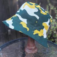Camouflage Bucket Hat, Green, Yellow and White, Sizes up to 4XL, floppy hat, fishing hat, sun hat, beach hat, vacation hat, summer hat