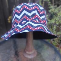 Patriotic Bucket Hat, Red White & Blue Chevron, Sizes S-M-L, floppy hat, fishing hat, sun hat, beach hat, patriotic hat, July 4th
