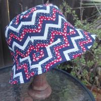 Patriotic Bucket Hat, Red White & Blue Chevron, Sizes S-M-L, floppy hat, fishing hat, sun hat, beach hat, patriotic hat, July 4th