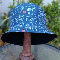 Chill The F*ck Out Bucket Hat, Reversible to Dark Navy Blue, Sizes up to 4XL, summer hat, sun hat, floppy hat, funny sassy gift for friend, adult gift