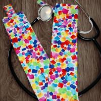 Wide Stethoscope Cover, Bright Multicolor Confetti Print, Stethoscope sleeve for non removable bells, gift for nurse, doctor, veterinarian, student