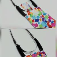 Wide Stethoscope Cover, Bright Multicolor Confetti Print, Stethoscope sleeve for non removable bells, gift for nurse, doctor, veterinarian, student