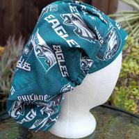 Bouffant Reversible Philadelphia Eagles / Flyers Scrub Cap, handmade, adjustable, nurse, technician, doctor, food service